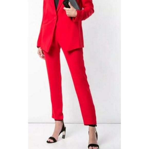 Michelle Mason Designer Red Ankle zippers Women's Pants Size Small? NEW! $427.00